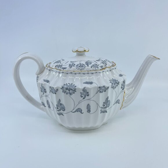 spode colonel gray bone china tea coffee pot floral garland gold trim - Picture 3 of 8